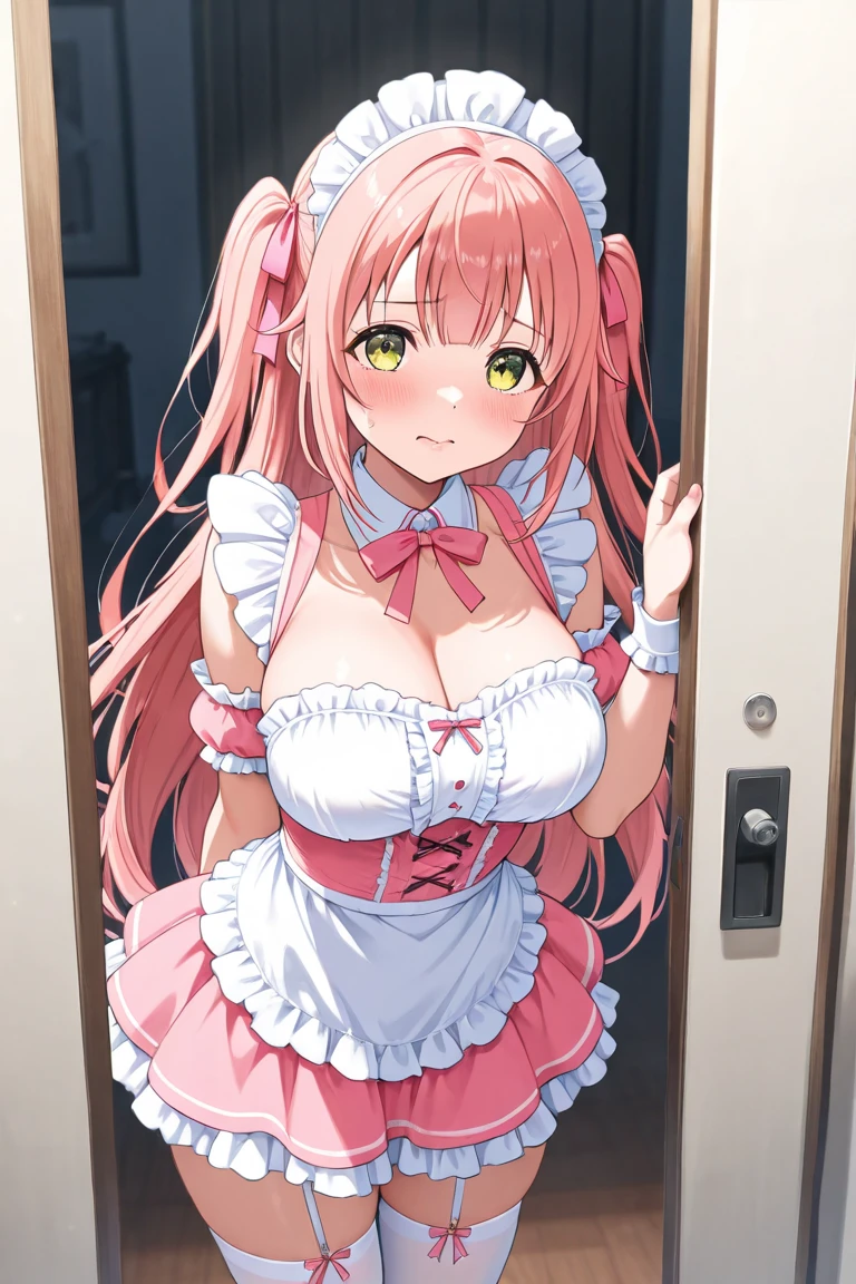 Baby face Big tits Neat pink hair Long hair Beautiful girl Lolita clothes Very thin beautiful legs 8k image quality Sexy body shape Fainting eyes Screaming with wide open mouth Anyway big boobs Gesture of thrusting hips forward With cat ears and tail Provoking Genitals visible Perverted Exhibitionism Temptation Urination Urine jets Excited I'm shaking my hips