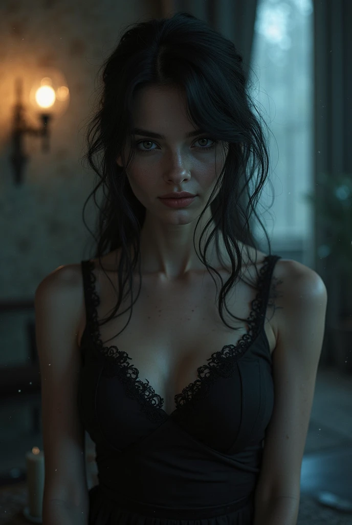 A beautiful girl in a dark romance