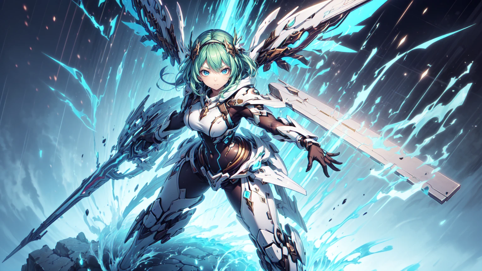 A woman wearing (blue armor), DragoonArmor1, (dragon wings), (symmetrical wings), epic, fantasy, rpg, solo focus, (detailed face, blue eyes), headband, flying in the air, cloudy background, long hair, pink hair, twintails, cute, <lora:DragoonArmor1:0.6> vibrant, bright colors, vivid, lucid, flying pose, ((realistic photo))