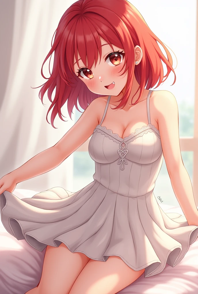 1girl, off-the-shoulder wedding dress, mini skirt, voluptuous body, flashy makeup, wide-eyed