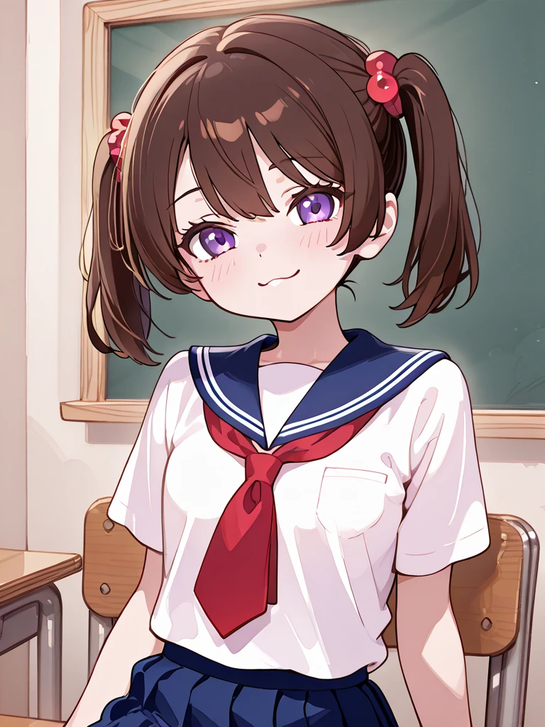 Agnes Tachyon (umamusume)Viewers beware!,1 Girl,,,chest,尖ったchest,chestの谷間,Underbust,Side Bust Barbosa,(blush),((Embarrassing)),(masterpiece、Highest quality、Very detailed)、((One Girl))、((Open your mouth))、((Wide Open your mouth、tongue、long tongue、sticking out the tongue、I can see inside your mouth、Open your mouth and show me your throat))、((巨大なchest))、(White see-through shirt)、chestの谷間、Long sleeve、((Black pleated skirt))、((White baggy socks:1.3))、loafers、Sit at a desk、Shoot from above、Classroom Background