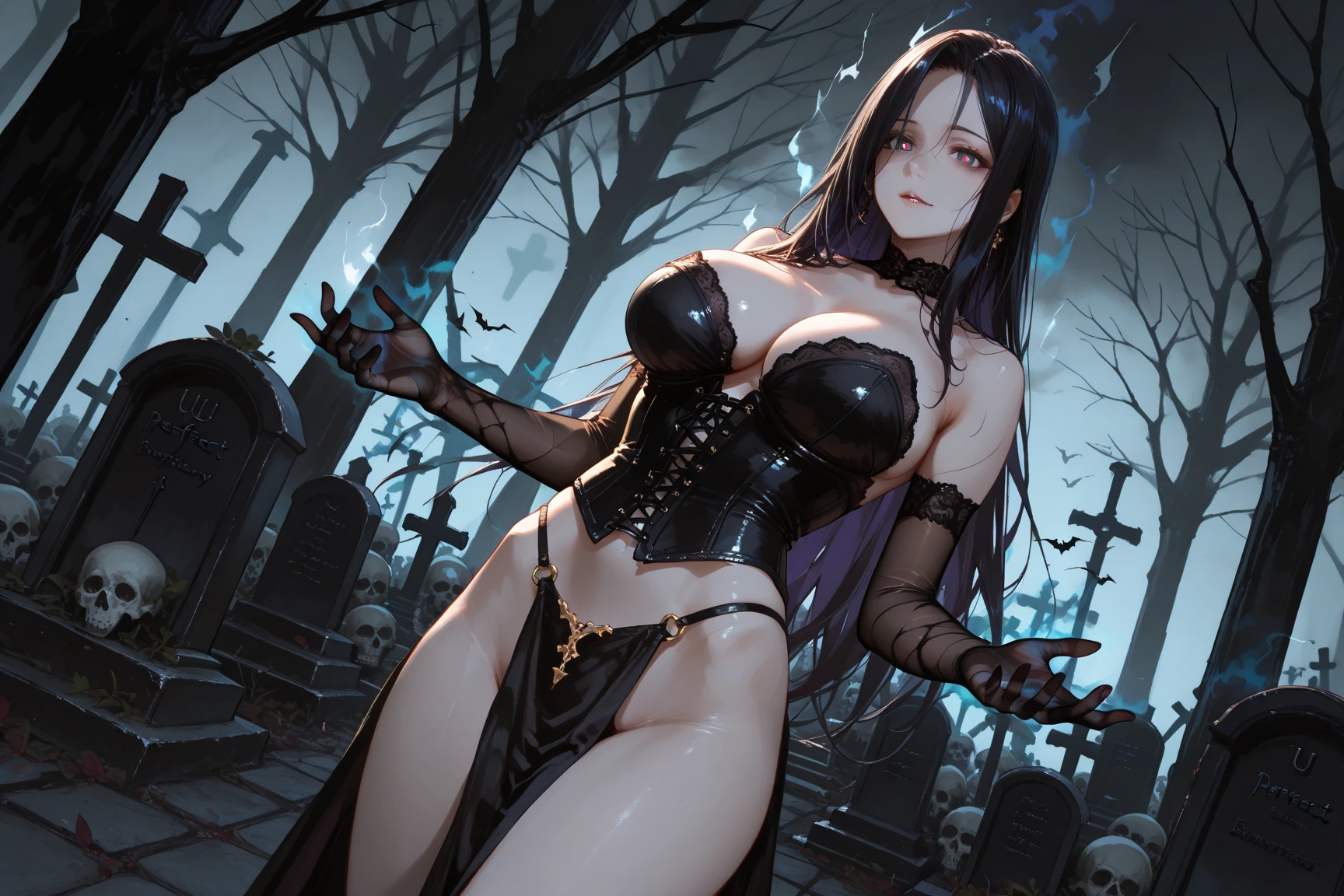 (goth 1.9), Emo, huge breasts, Pov looking up, kneeling, Belly button piercing, nipple piercing, naked, white liquid all over body