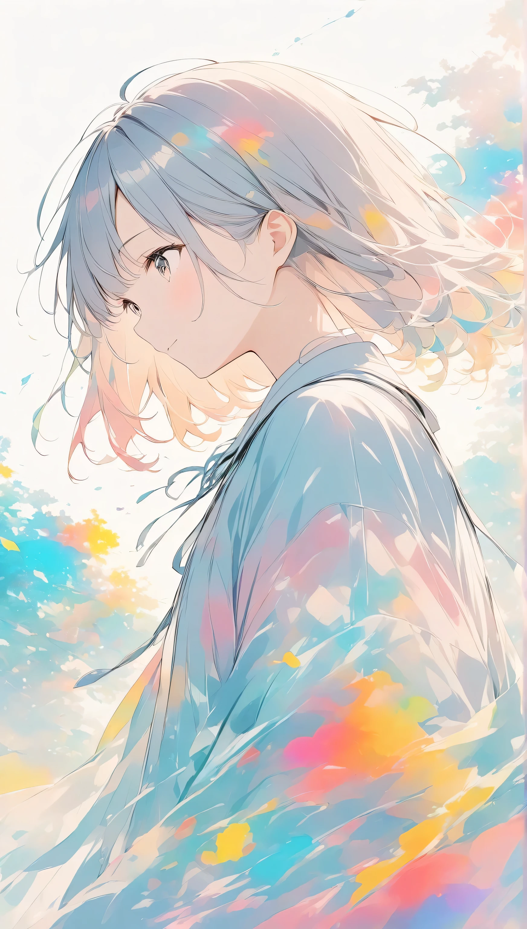 pale color、double exposure,#sdxl、a girl,、Emphasis on 、Colorful use of colors、