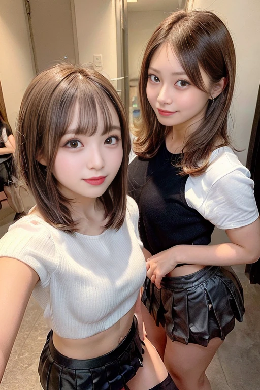 super high quality, short hair, thin, Photography Sculpture, The staff is working at the counter in the back.., (8k、RAW Photos、highest quality、masterpiece:1.2), Japanese Idols, Brown Hair, necklace, Stylish cafe, People having fun at the cafe々Bustling with., (Realistic、Realistic:1.37), Mesh Hair, Golden Ratio, RAW Photos, Cute face , Light Brown Hair, Earrings, Small breasts, Blurred Background, Spring Clothes, Well designed furniture, Ruth Palmer, Beautiful hairstyle, Spoiled, Open Cafe, A kind smile, Hair blowing in the wind, Dress neatly, Berry Short, 18-year-old, Gal Fashion,