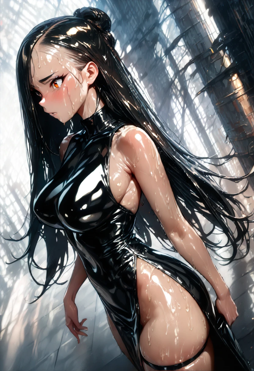 (masterpiece), (best quality), (Super detailed), (Best Illustration), (best shadow),
break girl, delicate eyes, Sweat, steam, Medium chest, National Science Foundation, looking at the audience, faint smile, ,tube top,whole body,open mouth,Fluid on the thighs、flowing liquid(Attractive ass:1.2),、exposed、disheveled、Clothing that fits snugly,exposed的胸部、(((Wet clothing))),tube top,(((ultra-thin clothing))),(Body model),((body outline)),(Stride),grinning, blush,Hyperactive expression,Rubbing hands on crotch,raised vulva contour,saliva,