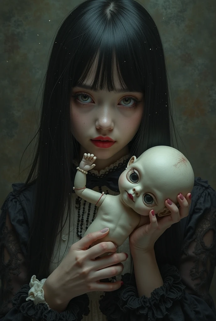(best quality), (top quality), (dark), (whole body), (melancholy), (sadness), (agony), (terror), (horror) Doll being torn apart.