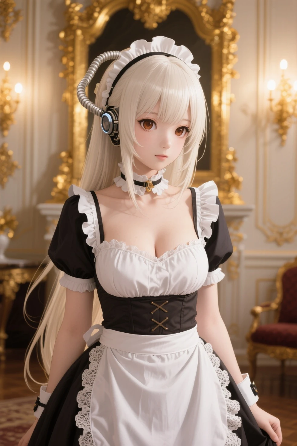 (8k, highest quality, masterpiece:1.2), Super detailed, (photo realistic:1.4), Dramatic lighting, Rozen Maiden,First Doll,Mercury lamp,suigintou, fine tune,  pale white skin, (whole body),  detailedeyes, detailed back ground, high resolution, very detailled, Vibrant, goddess,Dramatic lighting,Gothic Lolita, (deep decolte), cowboy shot,(mini breast sticker:1.2), (long string thong), long hair,shining white silver hair,Large, full bust,a seductive pose,Gaze of temptation,expression of shame,open her mouth slightly

