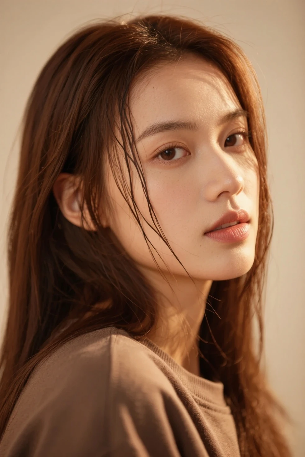 Photorealistic, high resolution, 1woman, Solo, view the viewer, (Detailed face), Naked with white shirt, Rain, beautiful face, half body shot