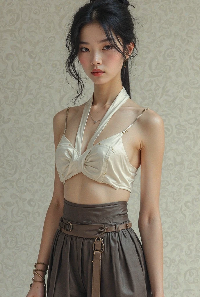 (((Big Breasts:1.52)))、((Viewing angle from below、Highest quality、masterpiece、32k、Every detail))、Descend the outdoor stairs、commute、Systemic symptoms、Very loose camisole、Pleated skirt、(((A strong wind blows my hair and skirt away:1.62)))、((Shoulder strap can be worn diagonally:1.83))((Extremely precise and accurate anatomy:1.0)), (photo Realistic:1.4), (hyper Realistic:1.4), (Highest qualityのRealisticな肌の質感:1.4), (Improvement of quality:1.4), (Enhances the beauty of skin texture:1.1), Clean and glowing skin, mesh, thin:1.2, (Realistic:1.3), Realisticなライティング, (Smoother lighting:1.05), (Improving the quality of cinema lighting:0.9), Backlight, A gentle light on your face, Ray Tracing, (Bright light:1.2), 32k, One Japanese woman, fine grain, Detailed face, (Film Grain:1.1),(Accentuates body lines:1.1), High resolution, Natural look, Kind eyes, Improves hair quality, Delicate light and shadow, 、One Girl, alone、(((mini skirt, No underwear:1.22)))、Big Breasts、barefoot, High heels