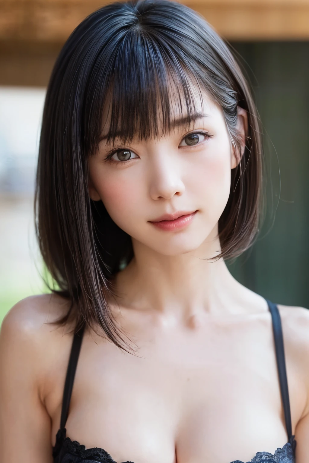 (masterpiece, highest quality),1 girl, alone, scarf, have, realistic, realistic, looking at the viewer, light colored black eyes, Brunette short bob hair with highly detailed shiny hair, Winter clothes, Whity, lips, bangs, outdoor, closed mouth, Upper body、Big eyes、eyelash、((There'There'There'There's really no background、really pure white background))、(((bangsのあるショートヘア、Big eyes、big and full chest、look at the audience、beautiful beauty、show me your ears、long neck、smile、please close your mouth and smile)))、ideal body proportions、(Tree-lined avenues in the winter wilderness of England)、{Huge|big|Hugeな|mega} chest,