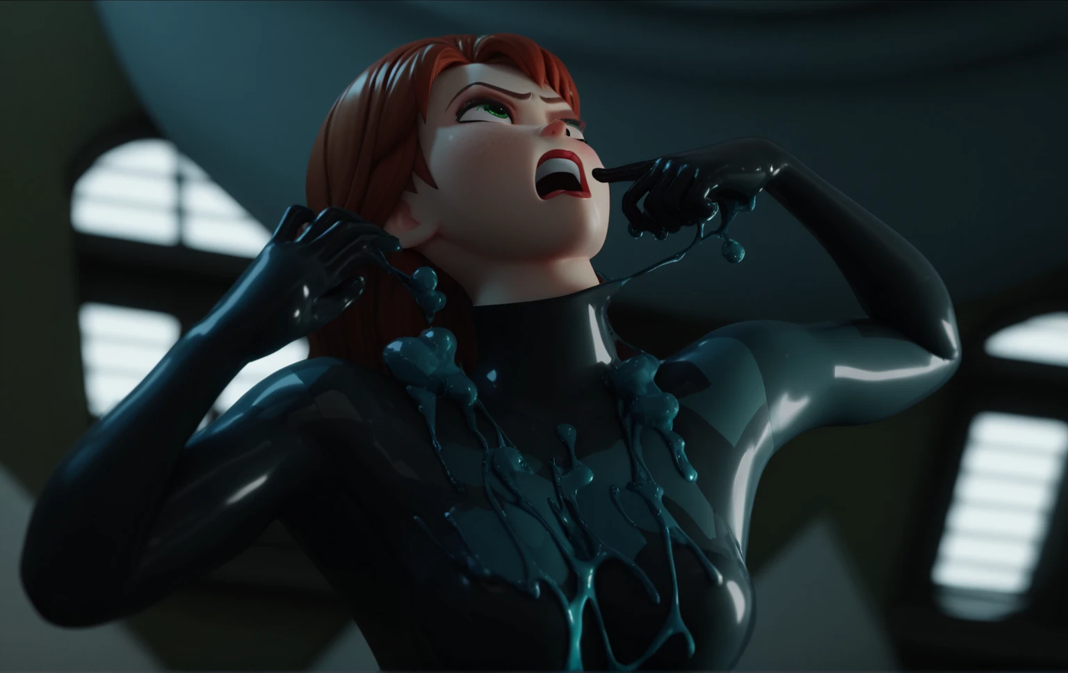 (1girl: marvel' black widow, vs (multiple girls:1.2), (surrounded:1.1), excited, smile, laughing, eyes closed in laughter, laying down, (held down:1.3), armpits, grabbing from sides, on body, (tickling, tkl, tickllish:1.4), a goregoues woman, stunningly beautiful, slim thicc, hot, (too ticklish), full body,wide angle,sexy, hyper-realistic, hi-detail, hi-res, 8k,