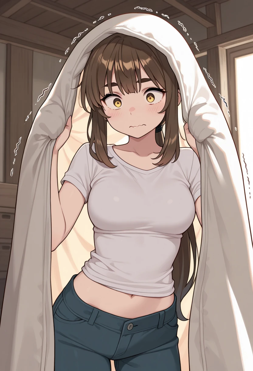 masutepiece, Best Quality,Illustration, Wallpaper, Ultra Detail, Little Face Lori、(((molesting)))、((fear:1.3))、(Teary-eyed:1.5)、(((Cute underwear)))、ample breasts、cherry-colored areola、Long hair