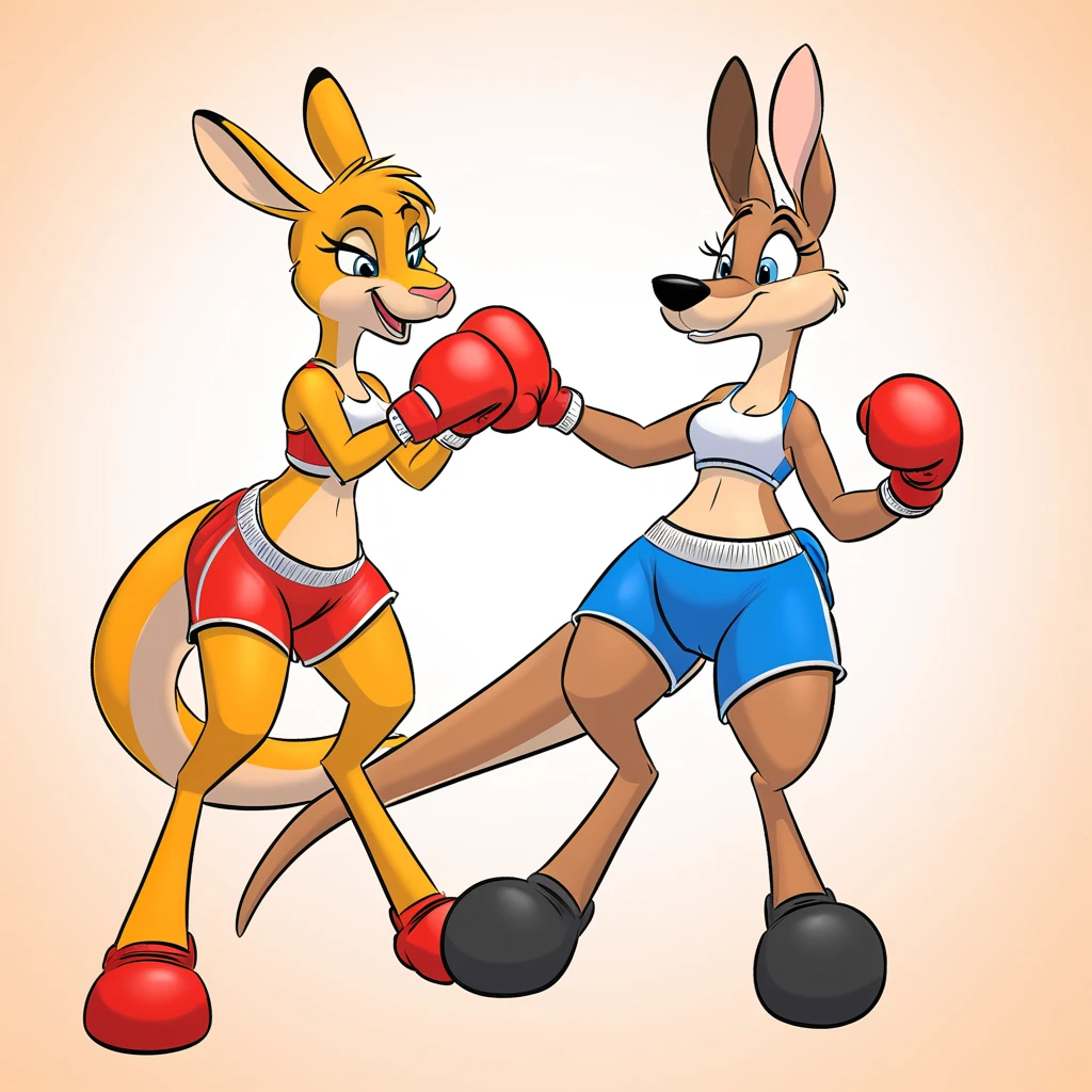 they are two kangaroos with boxing gloves on their feet, kangaroos, subject: kangaroo, subject : kangaroo, spy kangaroo, kangaroo, cool marketing photo, posing ready for a fight, inspired by Martin Schoeller, in a fighting pose, posing for a fight, posing for a fight intricate, a hyper realistic, national geographic photoshoot, australian, national geographic style”