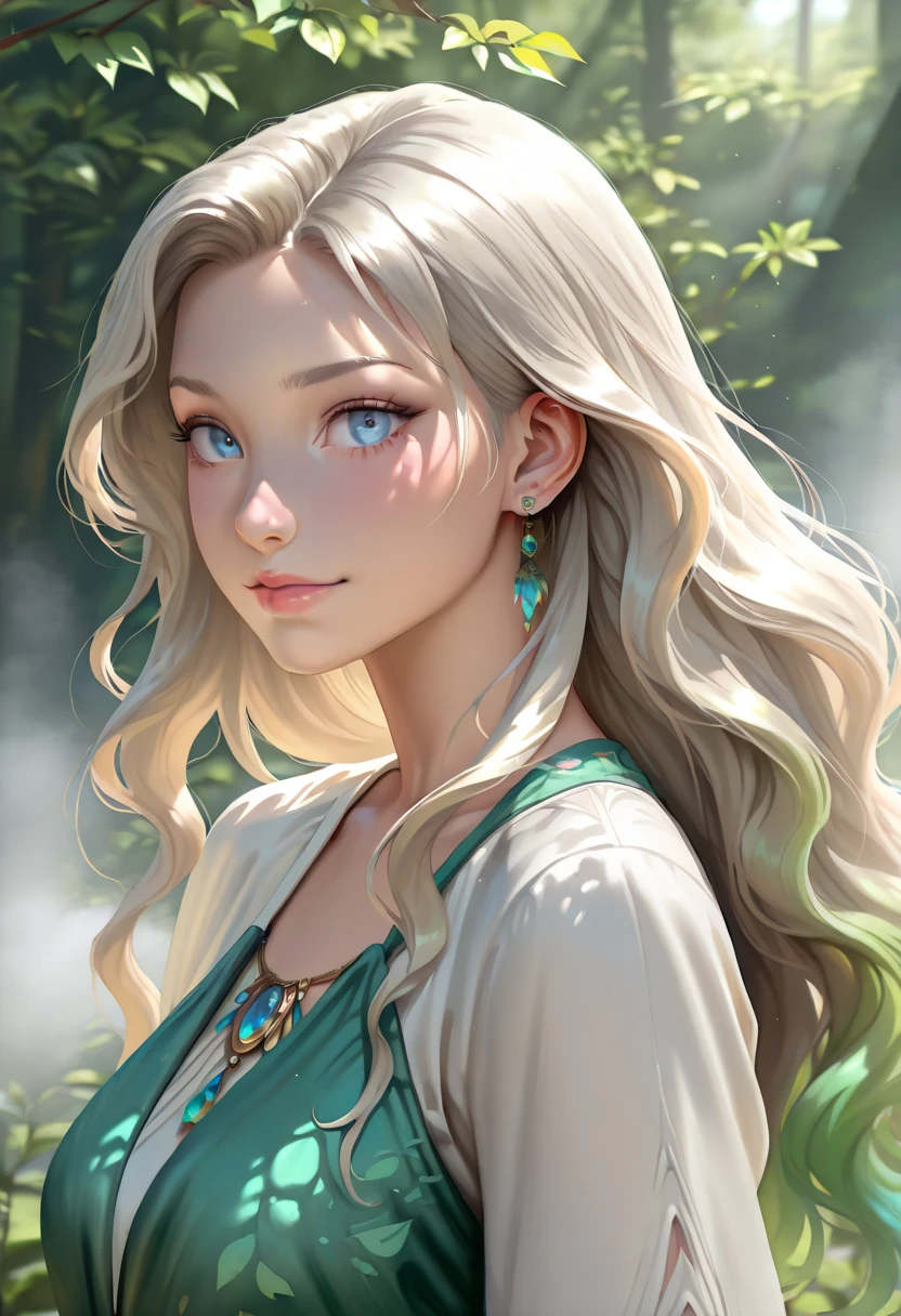 Araffe woman with long blonde hair and blue eyes in fantastic dress made in fabulous fabric, Breathing Style Wild Art, detailed digital anime art, colorful, stunning art style, Artgerm and Atey Ghailan, Zelda Botw, detailed and cute digital art, beautiful digital art, beautiful anime art, Cute anime art style, Trending on ArtStation Pixiv, anime style digital art, Tran Ross style, Vray tracking style, DSLR, 8k