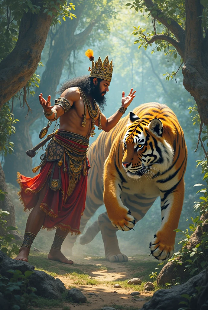 Ganesh ji and tiger fight