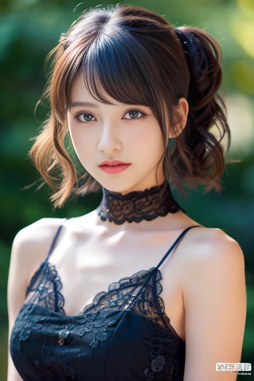 Focus on people。Create and express the best shining composition of the person in a realistic way。((​masterpiece))、(((top-quality)))、((ultra-detailliert))、(A hyper-realistic)、(highly detailed CGillustration)、(extremely delicate and beautiful)、Girl a masterpiece、top-quality、Realistic skin feeling、Realistic fabric、We will introduce a realist illustration focusing on the center front of girls with realistic and ultra-detailed eyes.。This is the absolute rule, and the following sentence expresses the image quality。 The greatest painter in human history meets an unparalleled beauty、It is the greatest masterpiece in the history of the Inuiku Ichigo, which depicts the most beautiful figure of a lifetime.。 Create stunning anime artwork that is currently trending on seaStation、Introducing exquisite beauty and seductive aesthetics。Hair is tied up、Black pesant dress with detailed floral embroidery、NOWAI