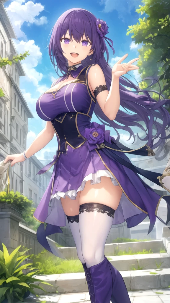 ((masterpiece, Highest quality)), High resolution, 8K, Cinematic Light, High Contrast, Written boundary depth, Strong brilliance, Detailed Background, One Girl, cute, Fine grain, Eyes sparkling, Detailed Iris, (Wisteria flower motif)
Big Breasts