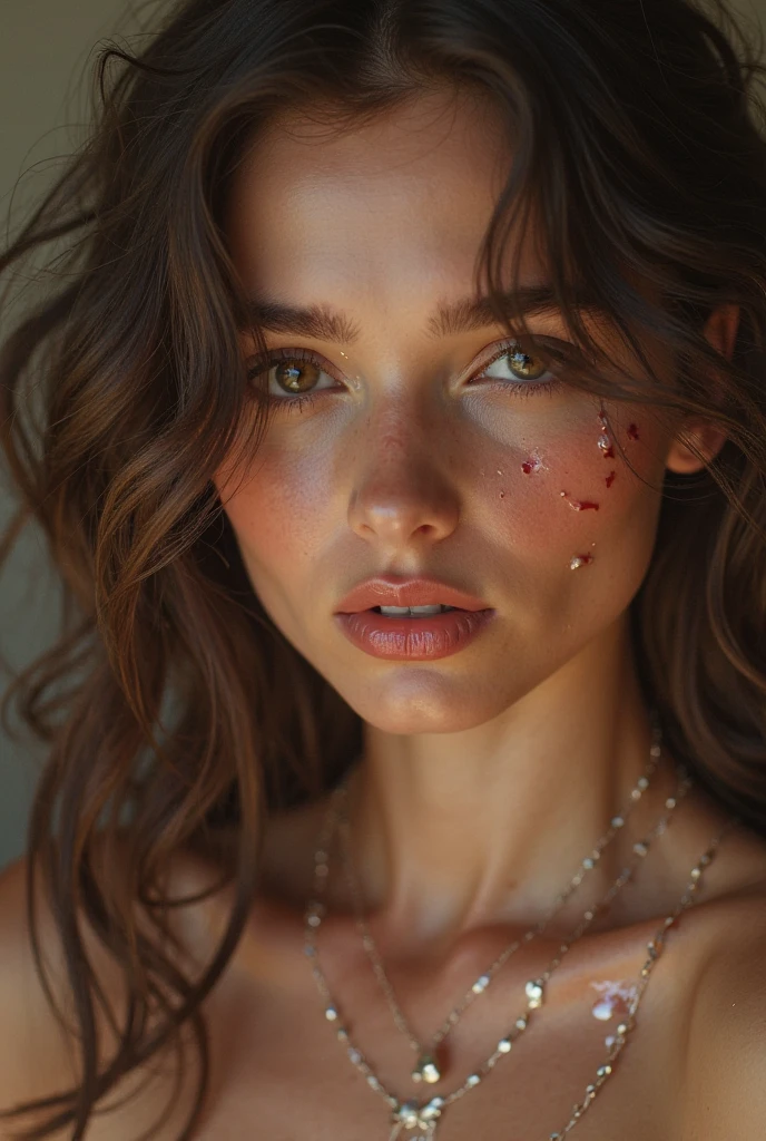 {{Teenage female, caucasian}}, looking at viewer, hazel eyes, extremely detailed, brown hair, pink clothes, bully, mean girl, tough girl, schoolgirl, bruises, scars, happy, best quality, high quality, bikini showing orgasm face 