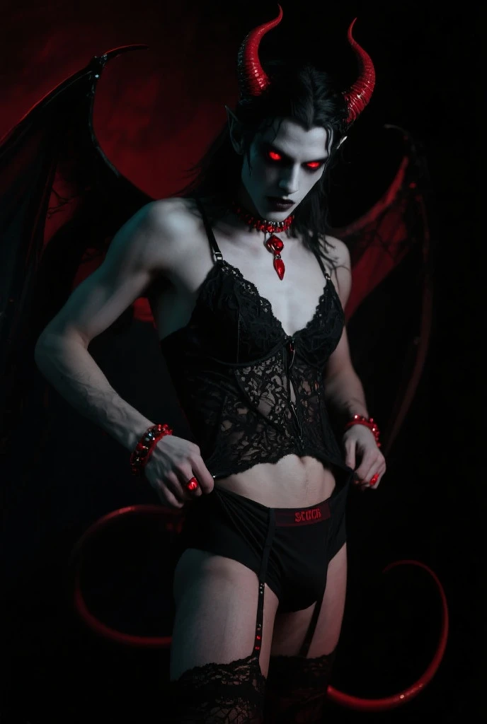 Primer plano, alto contraste, cuerpo completo, Seductive hairy-chested Arabian devil man with red tattoos exudes power, Cuernos rojos retorcidos de su cabeza, Large black bat wings with broken chains amplify their presence. His intricate physique stands out against the red candles surrounding the altar in a satanic church...., Performing a Satanic Ritual at Night in the Dark, seamlessly blending the sacred and the profane in a haunting embrace.
Sugerencia de ajuste: primer plano, Punto de vista aleatorio, perfil, Kinematic, Improves tattoo textures and muscle shape through shading and highlights. Experimenta con la intensidad de la luz de las velas para contrastes, adding depth and a seductive atmosphere