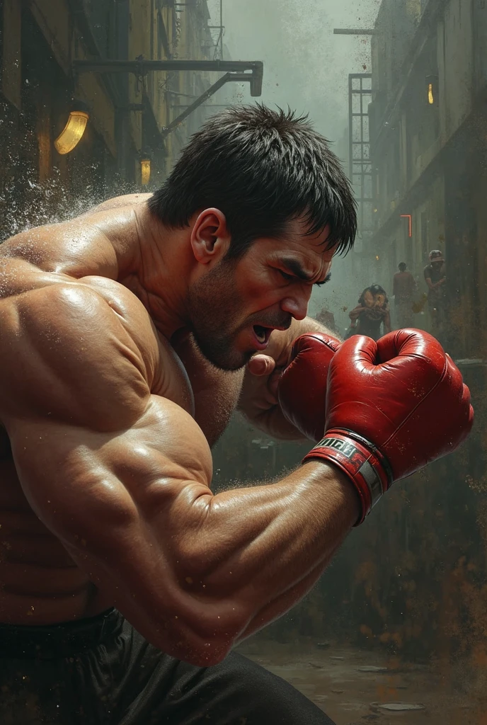 Fighter punching top view