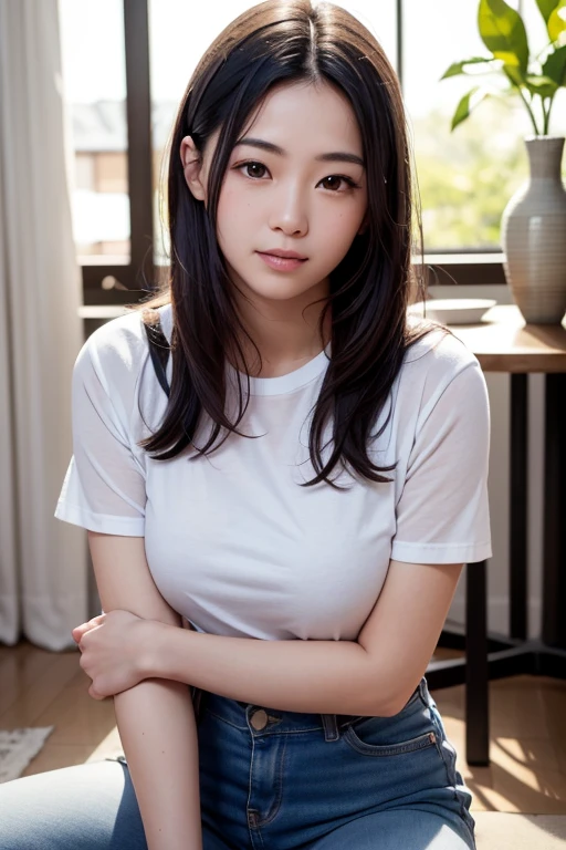 Beauty、Cute person、beautiful、Young face、Detailed face、Summer festival、Festivals、night、stall、Eating shaved ice、Has bangs、T-Shirts、Leaning forward、whole body