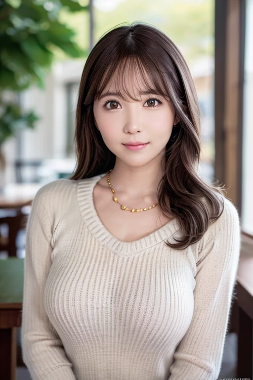 (Best quality, 8k, Masterpiece :1.3), 1girl, Pretty woman, messy hair, asymmetrical bangs, brown hair, Huge breasts :1.2, Casual outfit :1.2, Indoor, Ultra-detailed face, (actress), (Japanese idol), 19 yo, (professionally portrait photo:1.3), portrait. (face shot), simple background