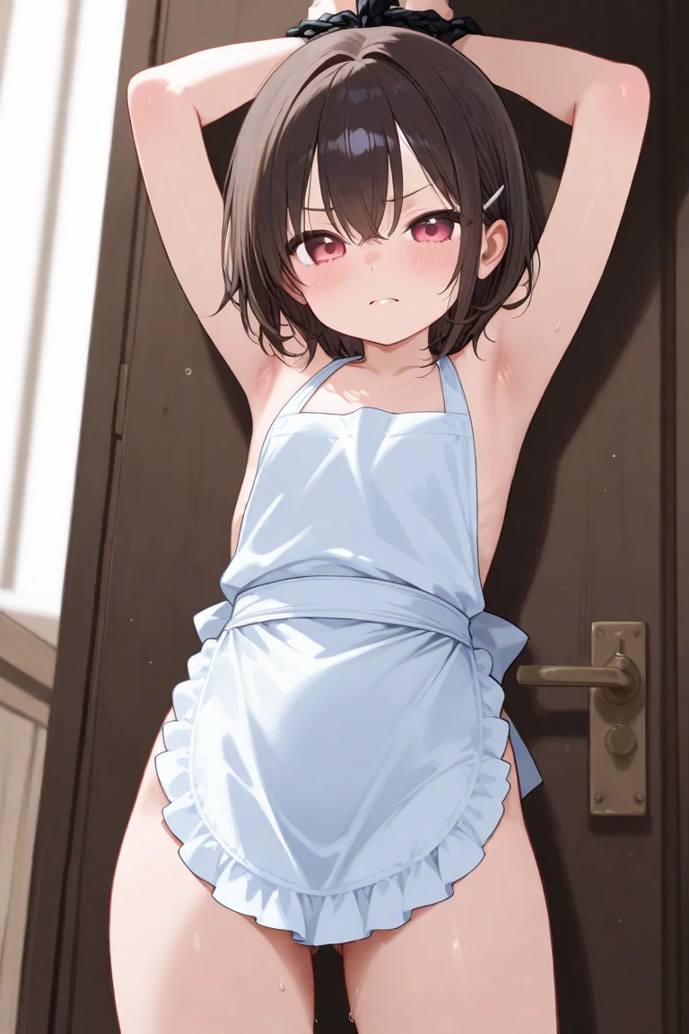 ,6yo,(petite), 1girl, looking at viewer, bikini, hazuki katou,,,socks, ,my room,,blush,sweating,ass,from behind,flat chest,