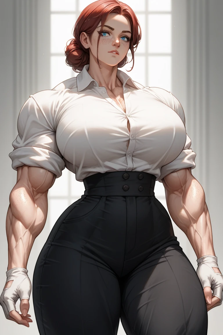  artstyle, best quality,illustration,1 girl, female,  , thick arm,beautiful,,biceps,pecs, 2000s (style),muscular female, alternate muscle size,,torn clothes,strapless dress
