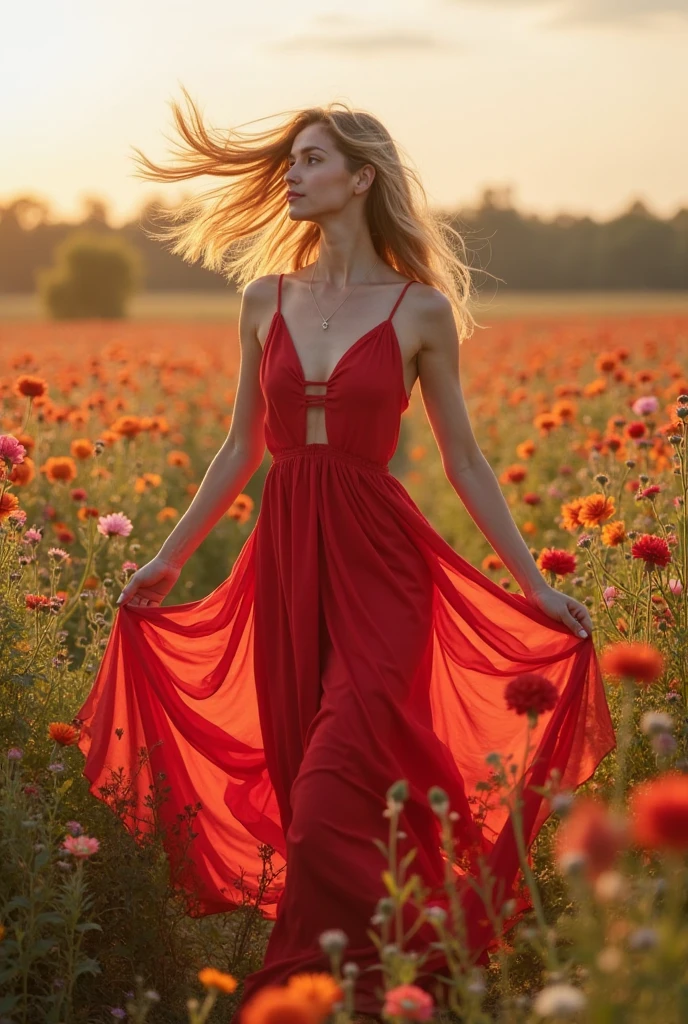 40 years old blonde woman, wearing plain red flamenco dress with a green shawl, perfect nails, perfect manicure, perfect hands, realistic reflection, realistic Caustics, (raw photo:1.2), (fotorrealista:1.4), (masterpiece:1.3), (intricate details:1.2), delicate, (head_scale:0.8, chin is up), beautiful detailed, (detailed eyes), (detailed facial features), tight skin, (Best Quality:1.4), (ultra high resolution:1.2), light de cine, ((love hearts pattern, rosa, perfect breast, heals platform, , bow, sunny, light, bright, rosa makeup, rosa field)), particles, strong wind, (full body), (extremely detailed photography), (long eyelashes, Best Quality, ultra high resolution, depth of field, Caustics, Ample lighting, Natural shading, 85mm, f/1.4, ISO 200, 1/160s:0.75), perfect anatomy, realistic reflections, (curvaceous hair) Andalucia