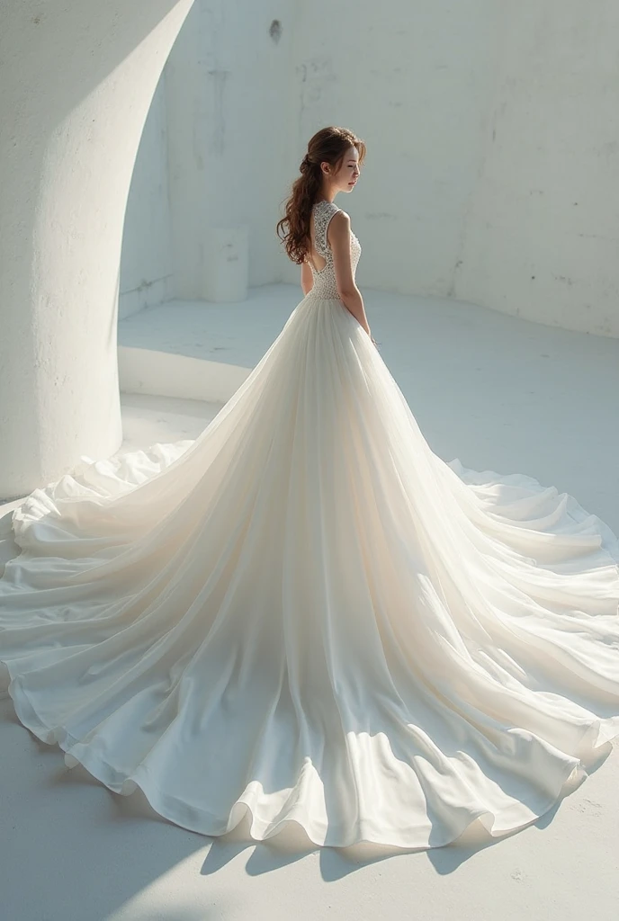 full body lesbian,Elegant woman,wavy hair,((transparent:1.2)),take a wedding dress off one's shoulder,perfect face,huge breasts,((huge cleavage:1.2)),big ass rises:1.2,Thin legs opened:1.3,look at the camera,stand on the ground,(open your arms,bent down, hands on desk,),in the living room,(Expressions of pain:1.5),See above:1.3
