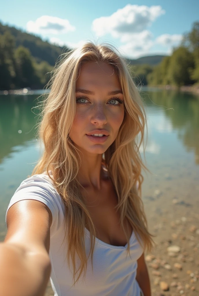 beautiful half-body shot Norway woman