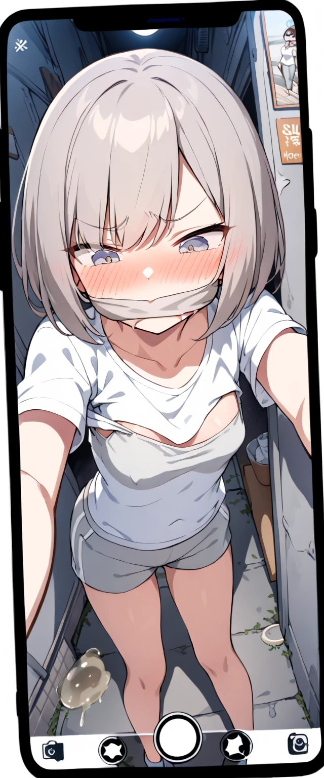 Short girl and muscular black guy, Oversized plain t-shirt、No underwear、slender、Slender、Thin limbs、Small face,
, , (Wicked Smile:1.2), Off the shoulder, Short sleeve, Sunburn, Saucy, blush,steam,sweat,Vulgarity、
(A half-naked macho middle-aged man hugs a girl from behind:1.3),
An absurd solution, Very detailed, Highest quality, Cute illustrationasterpiece、