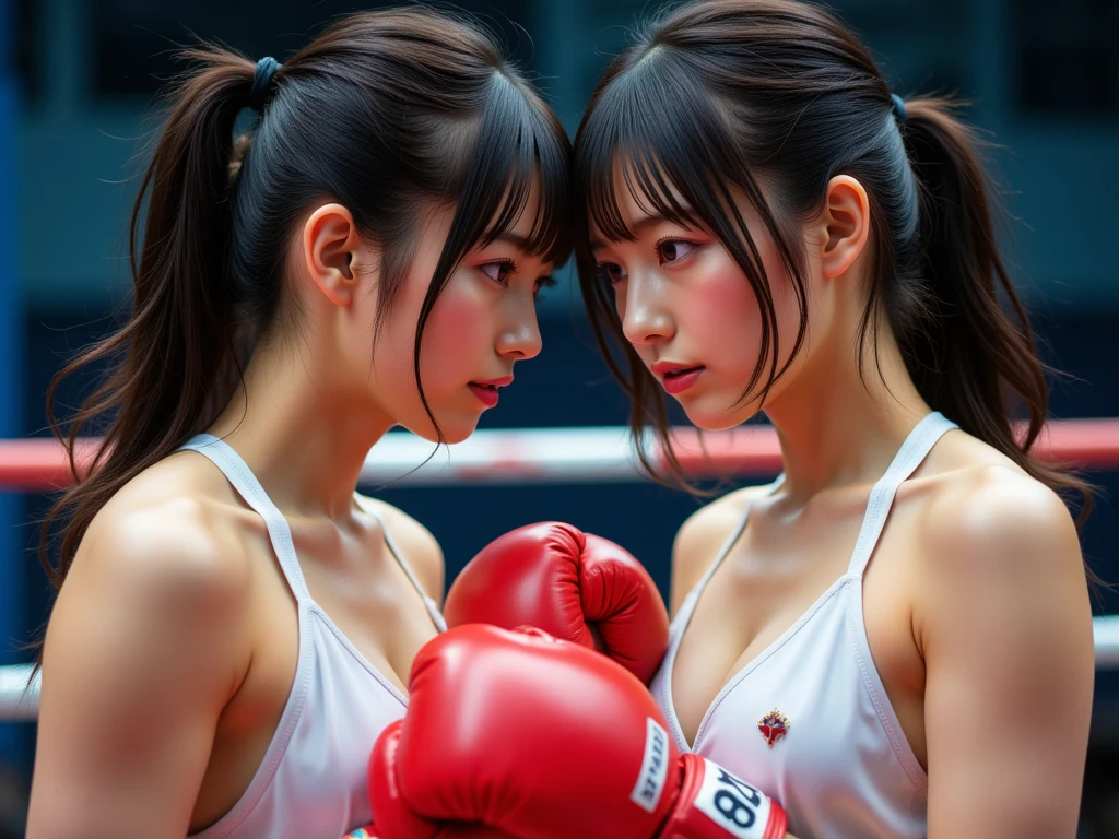 A beautiful Japanese girl with fair skin and angelic features............... 、One girl、She is a teenager、Looks like a slender 12 year old.Bust is 74cm、she is a wrestling competitor、She is caught by her opponent in a wrestling match、tome'a little embarrassing for her. she's wrestling in a dirty arena、She has a childish appearance with a flat chest. 、 The atmosphere in the stadium is unclean............. ...... The artwork is、Must be realistic, Highly detailed photorealistic quality, high resolution render, Gives a cute and innocent atmosphere. Lighting should be balanced and natural, Beautifully illuminate the scene.、The setting is a dirty stadium in Japan.、There are a lot of male wrestlers in the arena、She wears cute underwear in pastel colors、The upper body exposes the chest、she has nipples out、Gunze、Wacoal、her costume is underwear、her panties are match wear