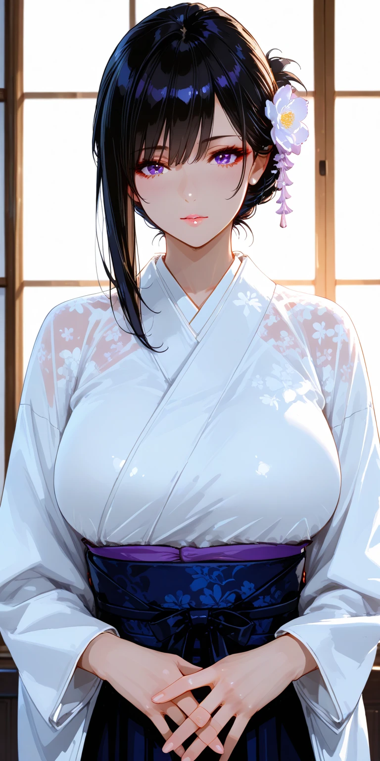 (Night:1.7),
looking at viewer, (seductive look:1.2), happy, smile,
(upper white kimono with black flower pattern and black leather pencil skirt:1.3),cleavage,
black_hair, long_hair, hair_pulled_back,parted_lips,purple_eyes, braid,
1 girl, 24yo,mature female,Beautiful Finger,Beautiful long legs,Beautiful body,Beautiful Nose,Beautiful character design, perfect eyes, perfect face, perfect fingers, perfect hands, perfect breasts, perfect body, perfect mouth, perfect lips,
looking at viewer, in the center of the image,
NSFW,official art,extremely detailed body, exteremly detailed face, extremely detailed hair, extremely detailed eyes, wallpaper, perfect lighting,Colorful, Bright_Front_face_Lighting,
(masterpiece:1.0),(best_quality:1.0), ultra high res,4K,ultra-detailed, (cowboy shot:1.2),
photography, 8K, HDR, highres, absurdres:1.2, Kodak portra 400, film grain, blurry background, bokeh:1.2, lens flare, (vibrant_color:1.2)
(Beautiful,large_Breasts:1.4), (beautiful_face:1.5),(narrow_waist),