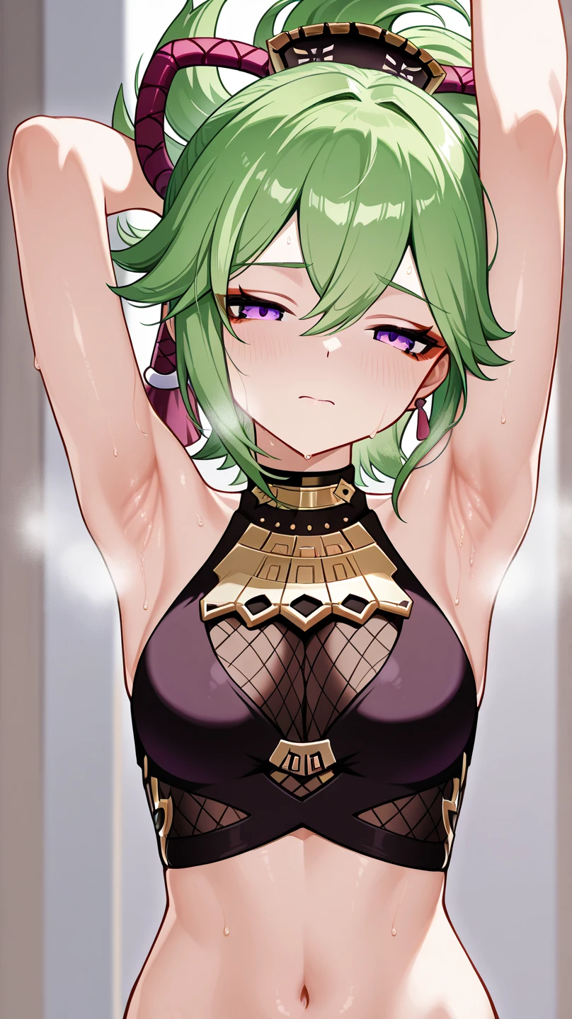 score_9, score_8_up, score_7_up,source_anime, high res image,masterpiece,best quality,girl,cute face,clear skin,kuki_shinobu,armpit,