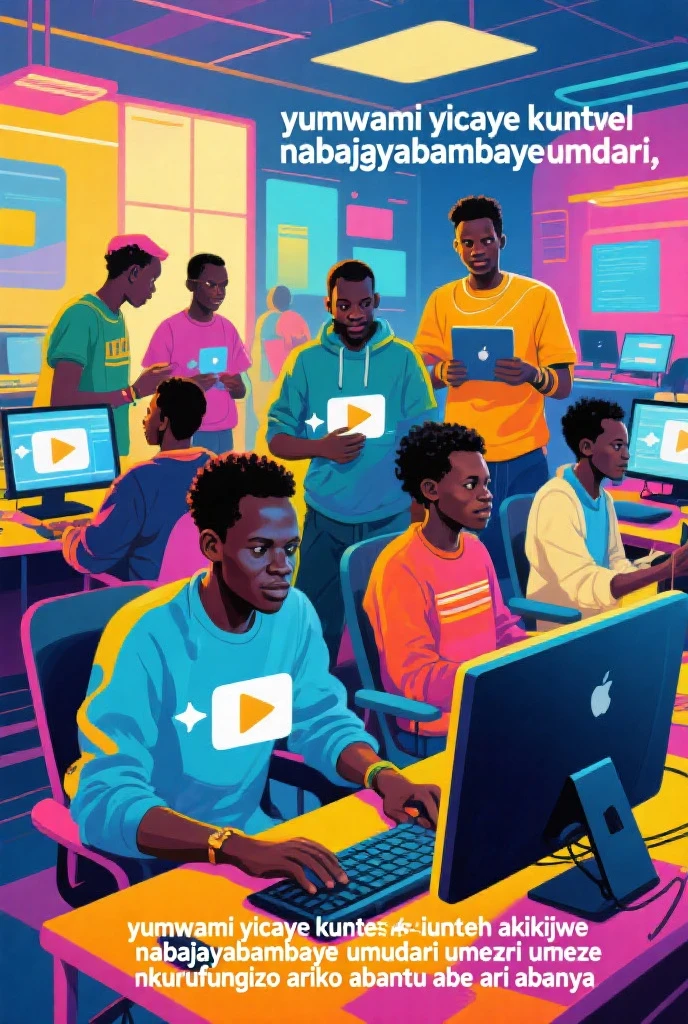 Four young nigerias in a large room with laptop in their front and an iphone in the hands of two among them. The smoke of Cannabis filled the air