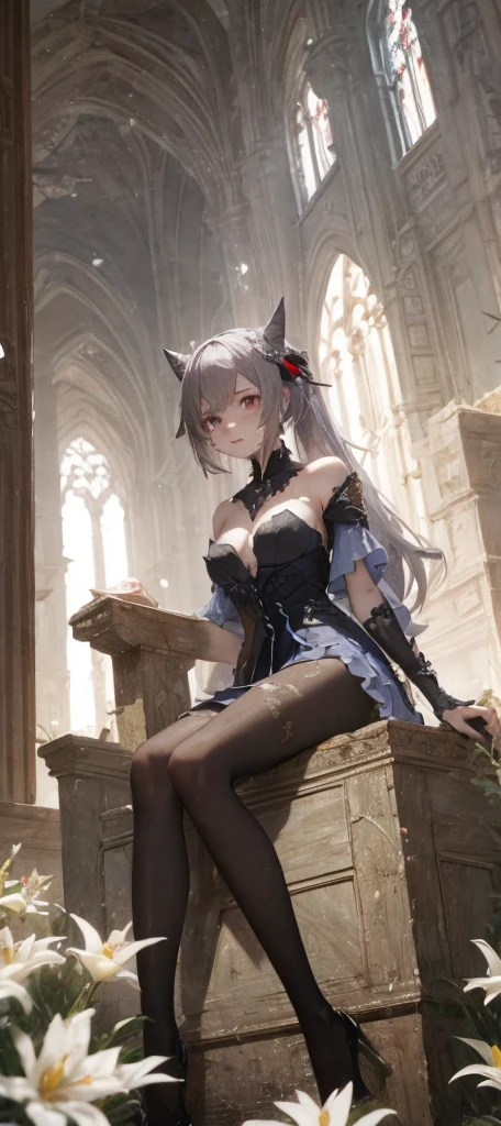 Ninomae Ina'nis, VTuber, gold tiara on her bangs, white roses, ornament hair, white roses on her hair, angel, perfectly body, perfectly hands, multicolored hair, violet hair, orange hair, long hair, garden scenery, gold lantern, wedding dress, white dress, a dress with layers, a lot of frills, more details on her clothes, golden details on the dress, night, ((4k, masterpiece, top-quality)),8k, best quality, high resolution, HD, (illustration:0.8), super cute girl, delicate and beautiful face, 1girl, solo, mature girl, super cute hairstyle, (beautiful detailed eyes:1.6), extremely detailed face, perfect lighting, extremely detailed CG, (perfect hands, perfect ???????), super complex details, intricate details, Best quality, cleavage, clothes lift, skirt, lying, full Body, perfect body ,sitting, two legs, two arms, two hands, five fingers