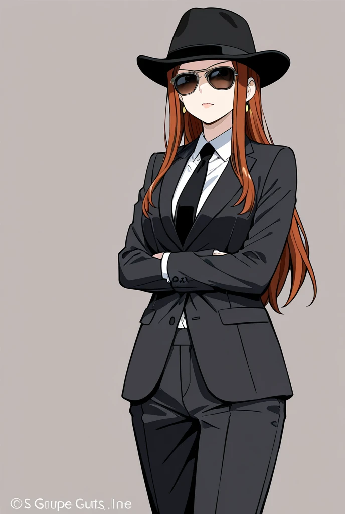 best quality, masterpiece, highres, solo, (maki_gamou_donttoywithmemissnagatoro:1.10), (black business suit:1.40), (tie:1.20), (sunglasses:1.25), (white gloves:1.15), (white shirt:1.10), (black skirt:1.15), (smoking:1.20), handsome, anime_style, 22 <lora:maki_gamou_donttoywithmemissnagatoro:0.80>