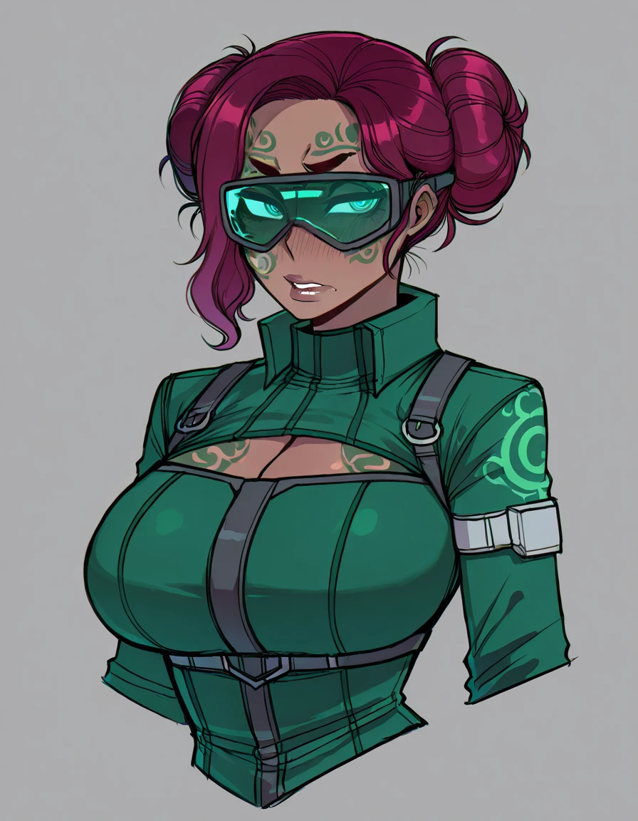 front view photo of beautiful japanese gyaru, solo, nelliel tu odelschwanck, long hair, green hair, (facial mark:1.5), skull, (brown eyes:1.5), (lime green hair), (underboob), glossy, arrancar, facial mark, wet seethrough clothing, luster, reflection, emerging from glowing water, beautiful, (gigantic breasts), ((slendered abs)), chiseled abs, hip dips, wide hips, muscular thighs, masterpiece