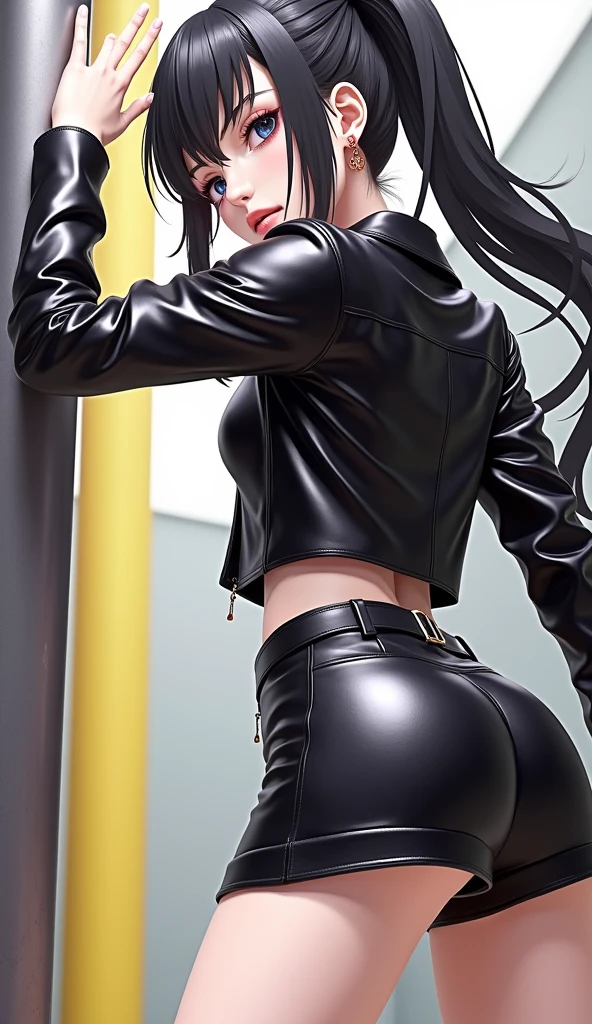 Red coat,Long black hair,Anterior convex and posterior