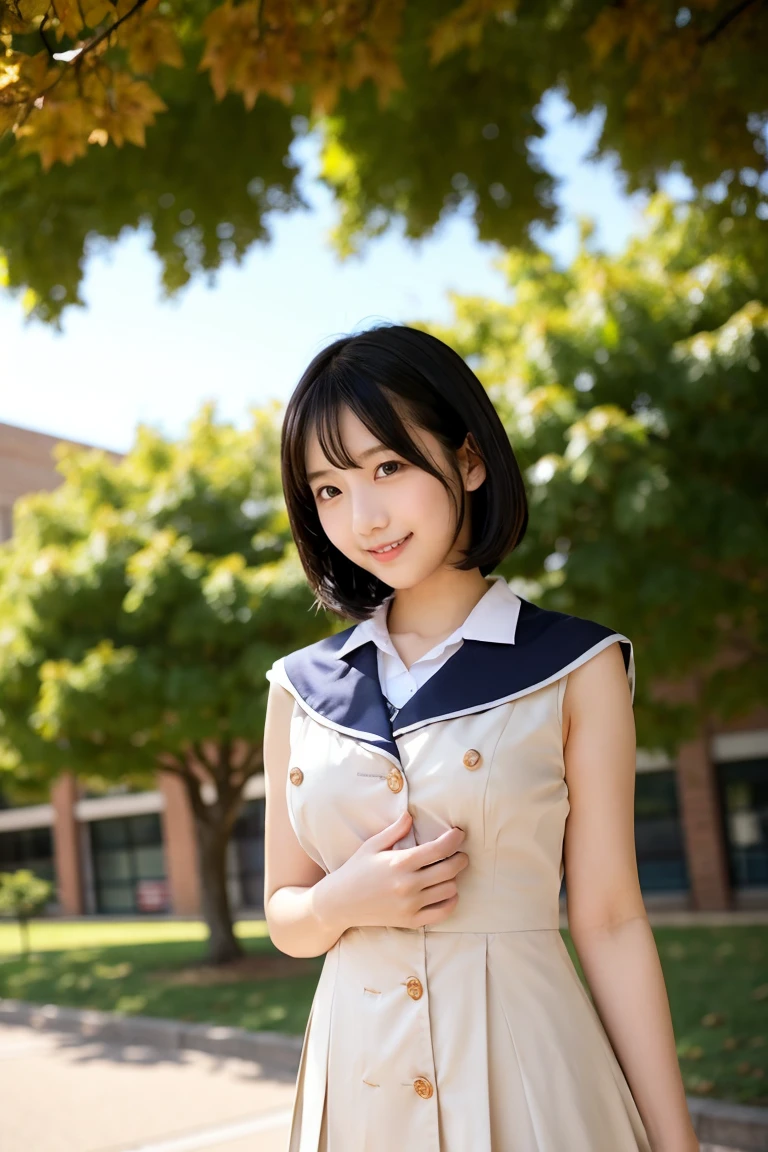 beautiful girl, (Raising and lowering pleated skirts), ((Showing panties)), looking at the camera, Angle from below, A shy smile, Blonde, ((highest quality, 16K, Tabletop: 1.3)), Light on the face, Ultra detailed face, Highly detailed lips, Fine grain、huge 、Big Tits、Wearing a suit、Formarco Steume、At work、office、Working at the office、Black-haired、short hair、Short black hair