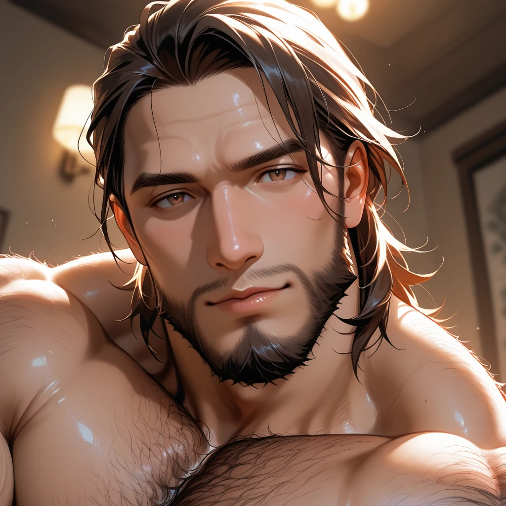 foto realista imagem natural de homem mais bonito do mundo pele natural , olhos castanhos,  cabelo preto , foto real , luz natural