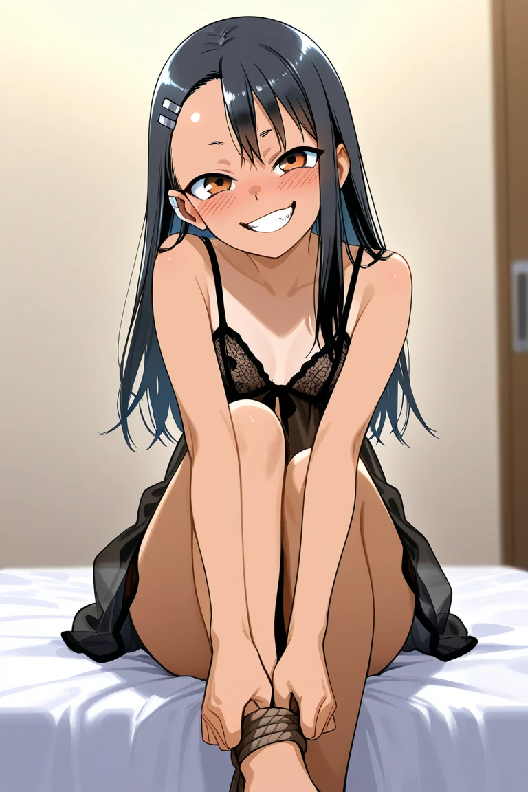 ((highest quality)), ((masterpiece)), (be familiar with), Perfect Face, indoor, Bedroom, Watching the audience,
One woman, Zenyuan Maki,
Open Mouth, Ecstatic expression, blush, smile,
Small breasts, Flat Chest, Young Girl, , , Girl,
Long Hair, ponytail,
Leg spread,