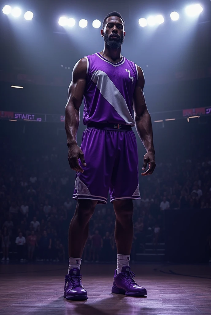 Basketball shirt and shorts in black and purple