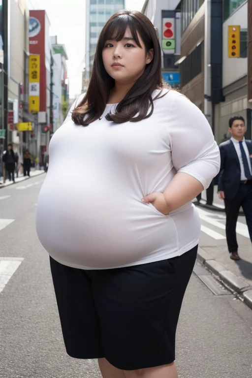 Masterpiece, highest quality, ultra-detailed, 32k quality, highest resolution, dynamic, (((super plump))), (((super beautiful))), Korean woman, smiling, tight dress, plastic bottle, hydration, gulping, outdoors, Akihabara, public road,