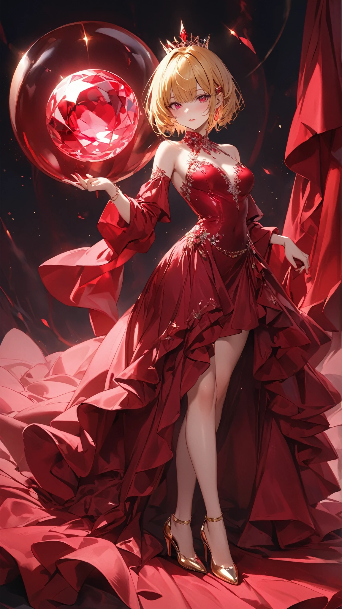 (fullbody shot:1.2), (a girl wearing) a transparent wine red dress resembling a jellyfish,(best quality,4k,8k,highres,masterpiece:1.2),ultra-detailed,ethereal lighting,flowing fabric effect,vivid colors,glowing jellyfish-like patterns,underwater scenery,cerulean blue tones,delicate ripples and movements,hauntingly beautiful,(realistic,photorealistic,photo-realistic:1.37),dreamlike atmosphere,sparkling rays of sunlight,subtle reflections,soft focus,sublime elegance,graceful poses.full body,detailed eyes, detailed hands, detailed eyes, elf woman