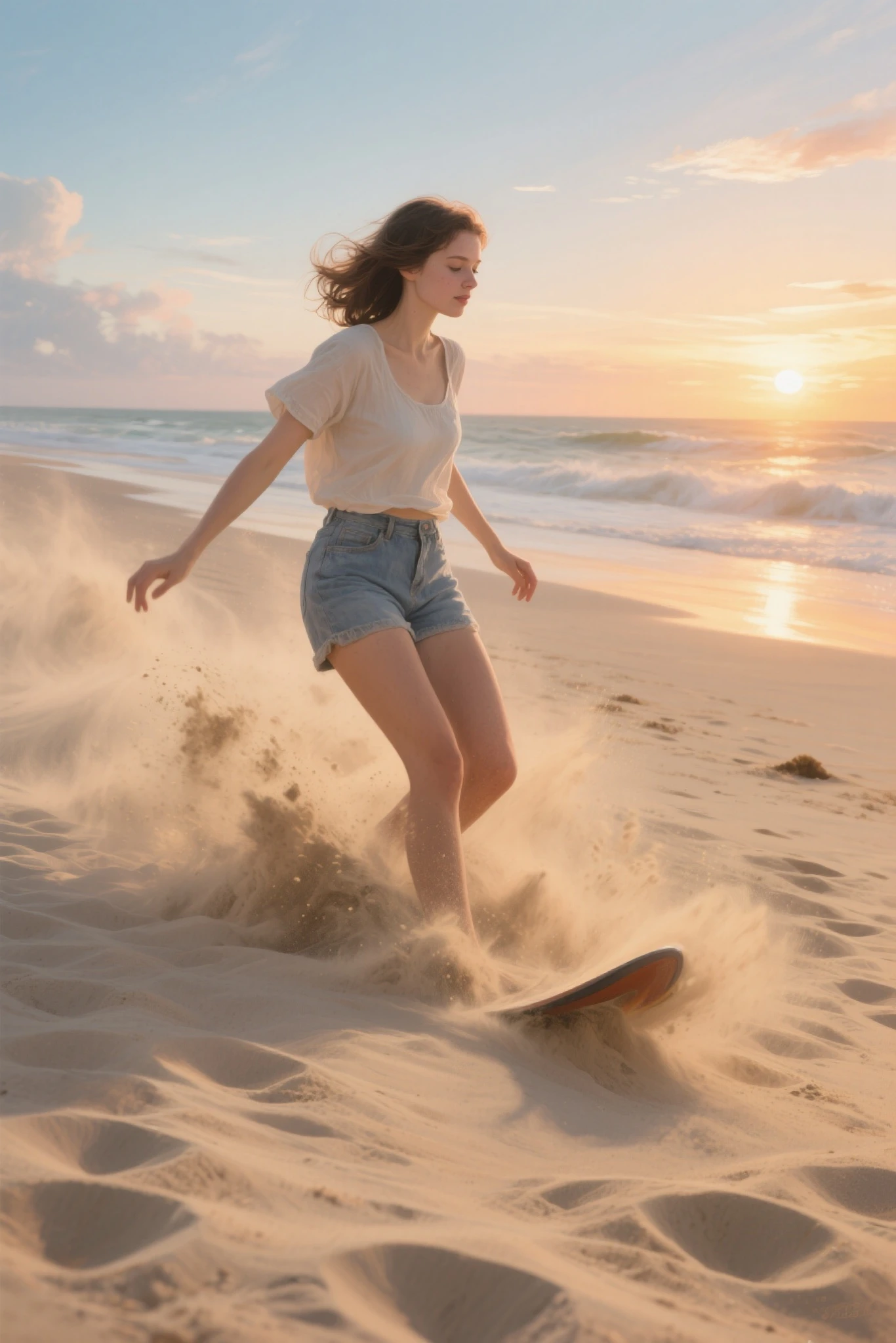 (girl, beach, ultra detailed), (1 female:1.5), shatter, photojournalism, real photography, visual storytelling, capturing moments, Historical Records, Social Commentary, powerful imagery shattering hyperrealism, photorealistic detail, incredible accuracy, realistic textures , masterful technique, jaw-dropping precision, artistic dedication to break , School uniform, stellar graphic, cellphone in hand, full