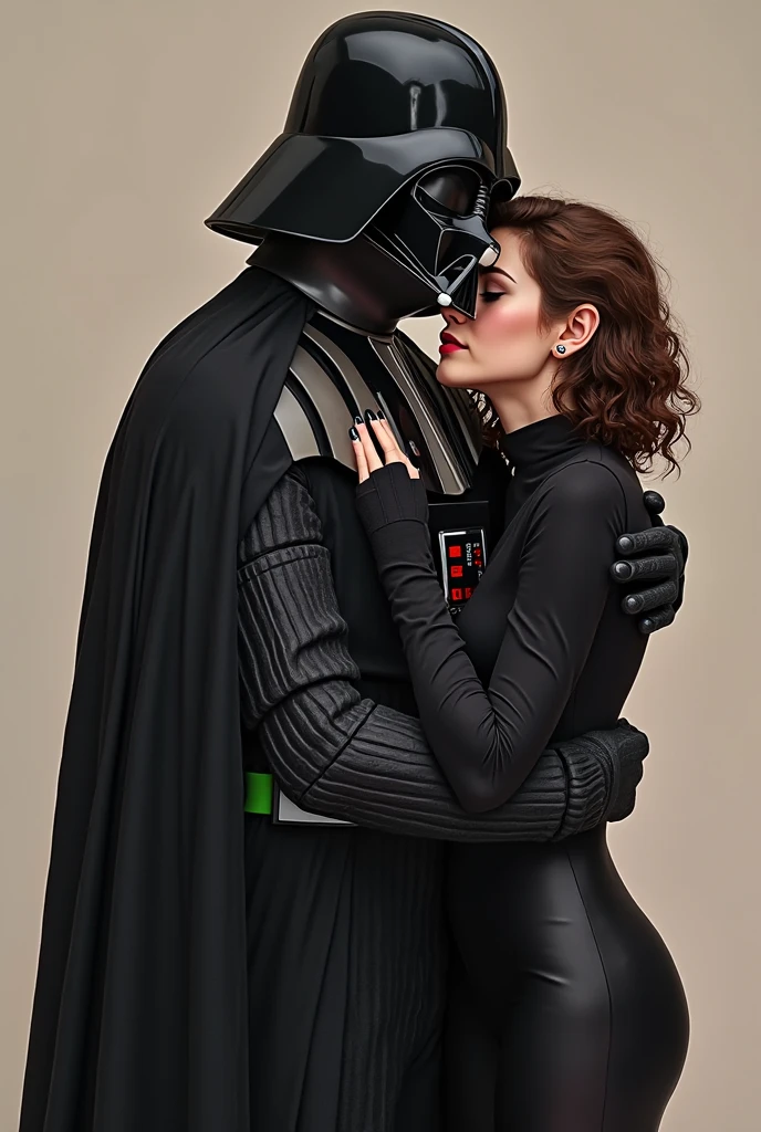 dreamlikeart, (extremely detailed CG Unity 8k wallpaper:1.1), sharp focus, Darth Vader and Princess Leia hugging, portrait, photography, in a futuristic corridor, blender render