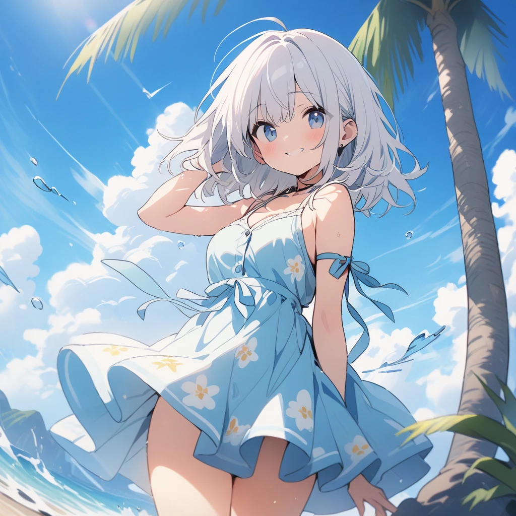 cute girl, wearing a off_shoulder wear, denim jeans, straw hat, smile, (masterpiece, best quality, highly detailed, ultra detailed, absurdres:1.3), (1girl, cute, charming, detailed beautiful face:1.3), (fantastic illustration, beautiful detail, best quality, top quality, high quality, fain touch outline:1.3), watercolor, clear, beautiful detail, background sunflower field, blue sky, summer, beautiful detail, full body