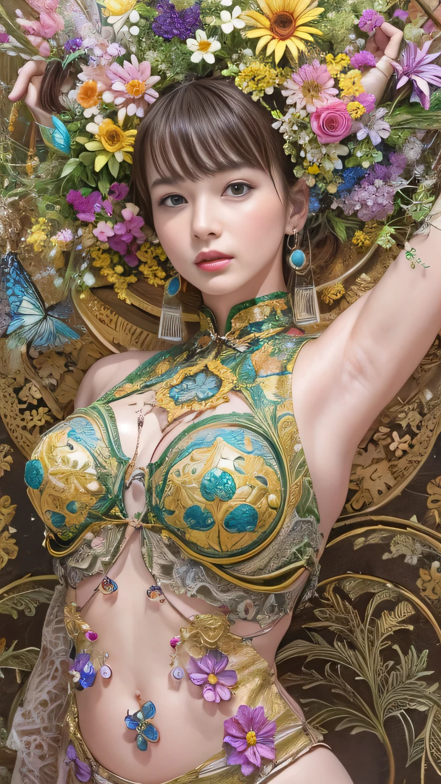 offcial art,统一 8k 壁纸,ultra - detailed,Beauty and aesthetics,tmasterpiece,best qualtiy,(zentangle,datura,Tangles,entangled),(s fractal art:1.3),1girl,The is very detailed,dynamic angle,cowboyshot,The most beautiful form of chaos,Elegant,Fauvist design,vivd colour,𝓡𝓸𝓶𝓪𝓷𝓽𝓲𝓬,James Jean,Robbie Devi Antono,ross tran,Francis Bacon,Michal Mraz,adrian ghenie,petra cortright,Gerhard Richter,Takato Yamamoto,Ashley Wood,Atmospheric,A note of ecstasy,streaming musical notes visible